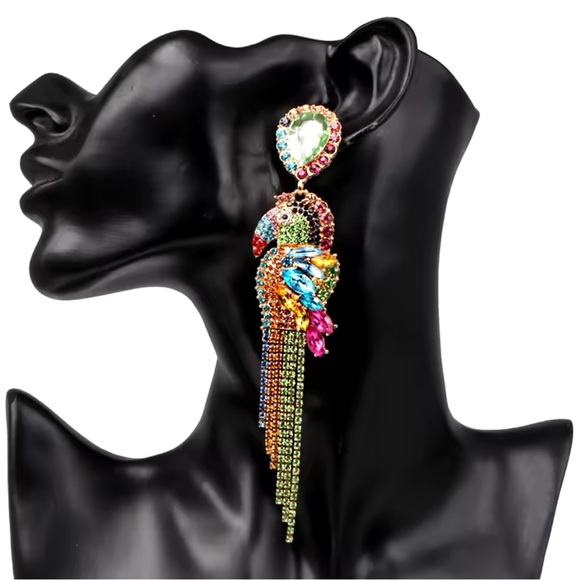 Naomi - Luxury Statement Multicolor Natural Crystals Dangle Earrings.2025 Trendy - Picture 4 of 12